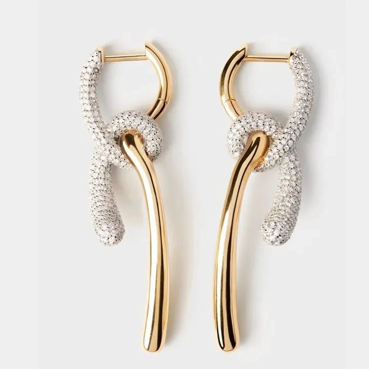 Winding Knotted Metal Matching Zircon Earrings For Women