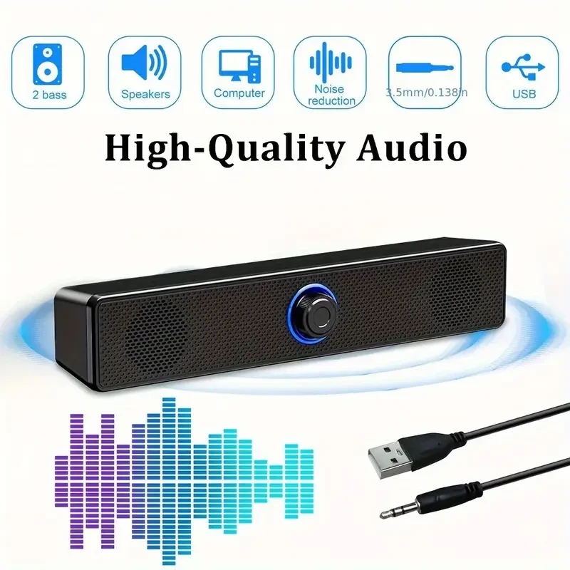 SENBOWE USB Powered Compact 12.4" Stereo Desk Speaker