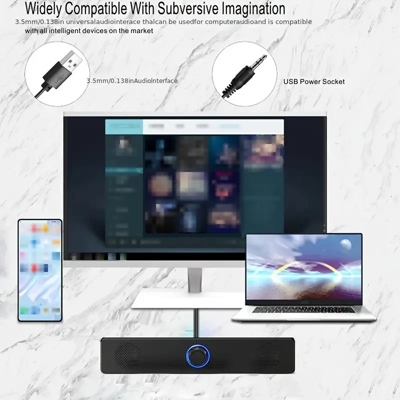 SENBOWE USB Powered Compact 12.4" Stereo Desk Speaker