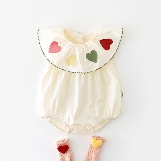 Girls' Sweet Loving Heart Lace One-piece Onesie