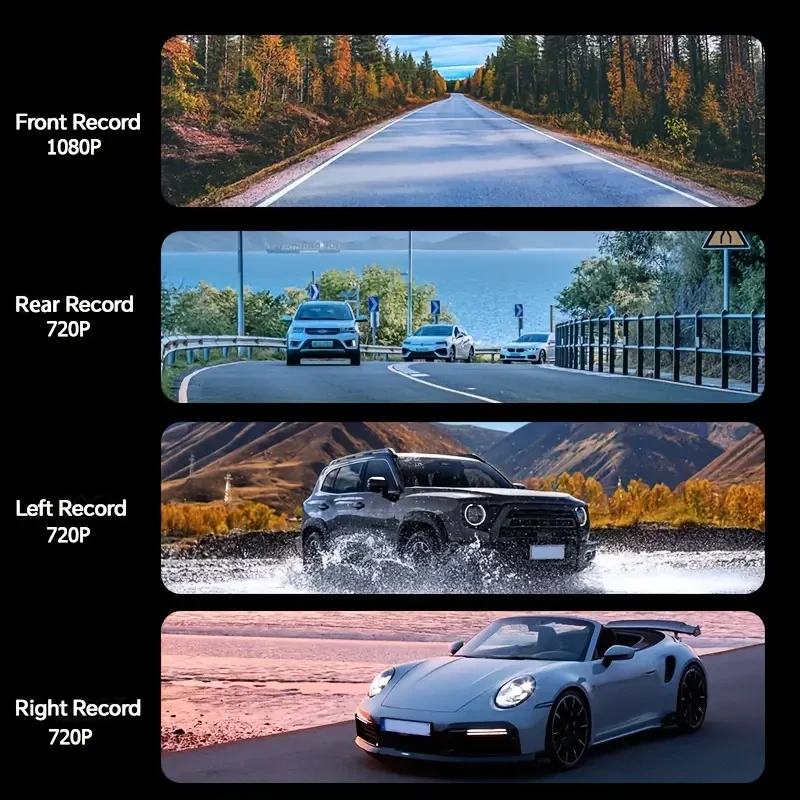 ZKCAMSPY FHD 1080P Night Vision 4 Channel Car Dash Cam