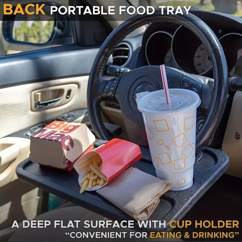 Premium Multifunction Car Steering Wheel Tray - Versatile Portable Table for Eating, Working & Storage - Perfect Workstation on Wheels