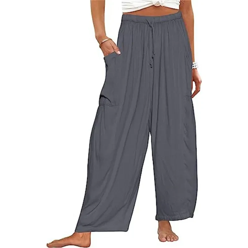 Summer Wide Leg Pleated Pants Women's Clothing