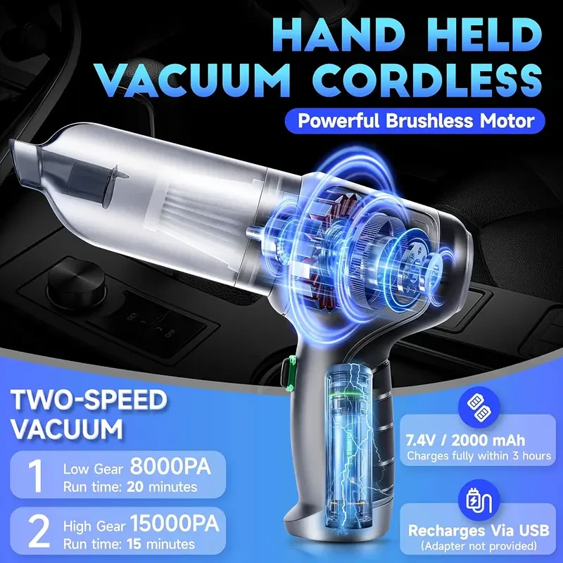 QILIEASY Cordless Handheld Vacuum Cleaner 80W High-Power 2-in-1 Blower & Sweeper