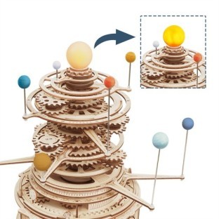 Robotime Rokr 316PCS Rotatable Mechanical Orrery DIY Wooden Model Building Block Kits Assembly Toy Gift For Children ST001