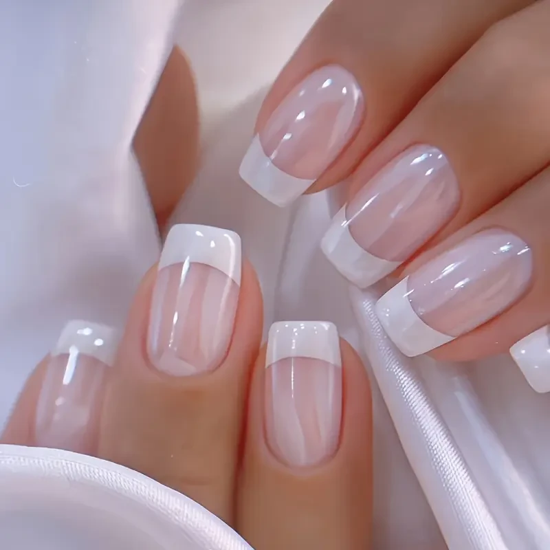 24pcs Glossy Medium Square Fake Nails