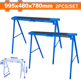 Trestle Adjustable Steel Folding Sawhorse Pair