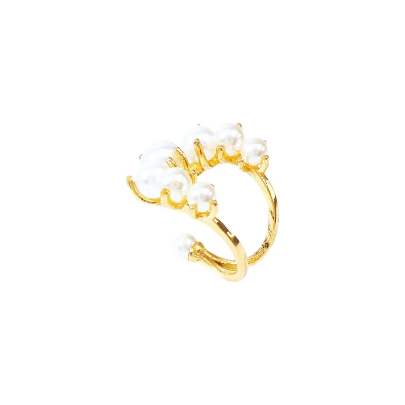 Fashion Big Geometric Pearl Paved Rings For Women