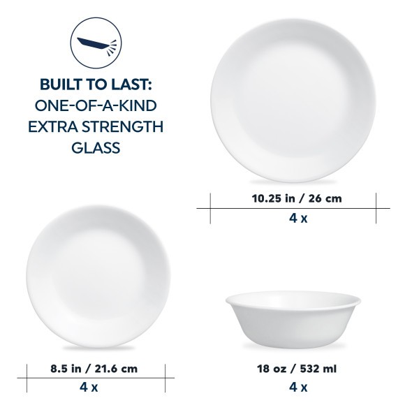 Winter Frost White Vitrelle 12pc Set - Corelle
