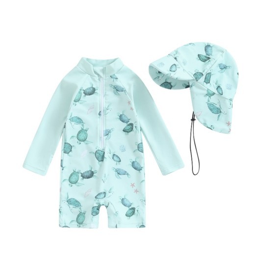 Hat One-piece Long Sleeves Children's Swimsuit