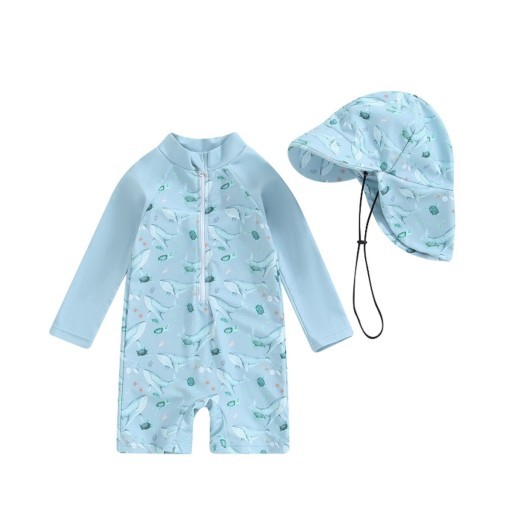 Hat One-piece Long Sleeves Children's Swimsuit