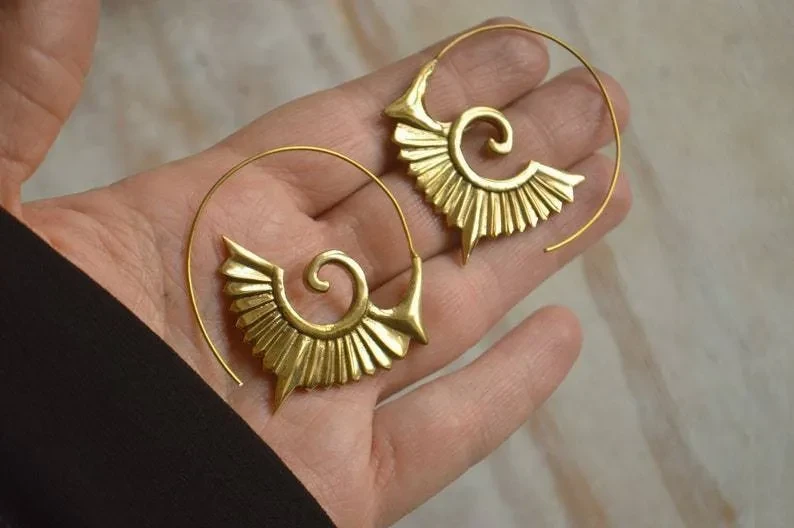 Xingyang Ancient Maya Tribe Symbol God Bird Large Pendant Earrings