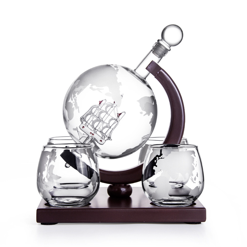 Wine Container Aosong Board Wooden Frame Sailing Glass Wine Bot