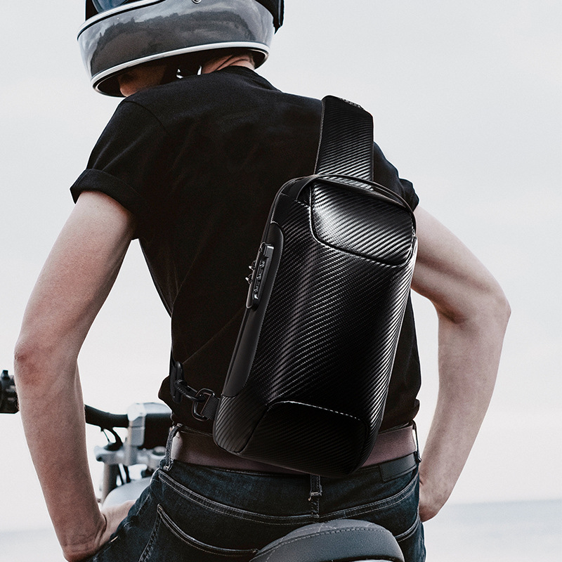 Men's Carbon Brazing Waterproof Crossbody Bag