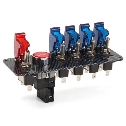 Carbon Fiber Panel 12V Racing Ignition 4 Blue