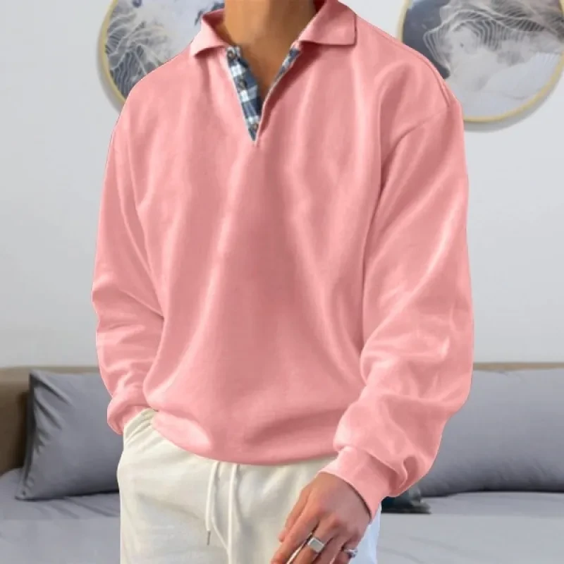 Long Sleeve V-neck Men's Lapel Loose Hoodie Men's Wear