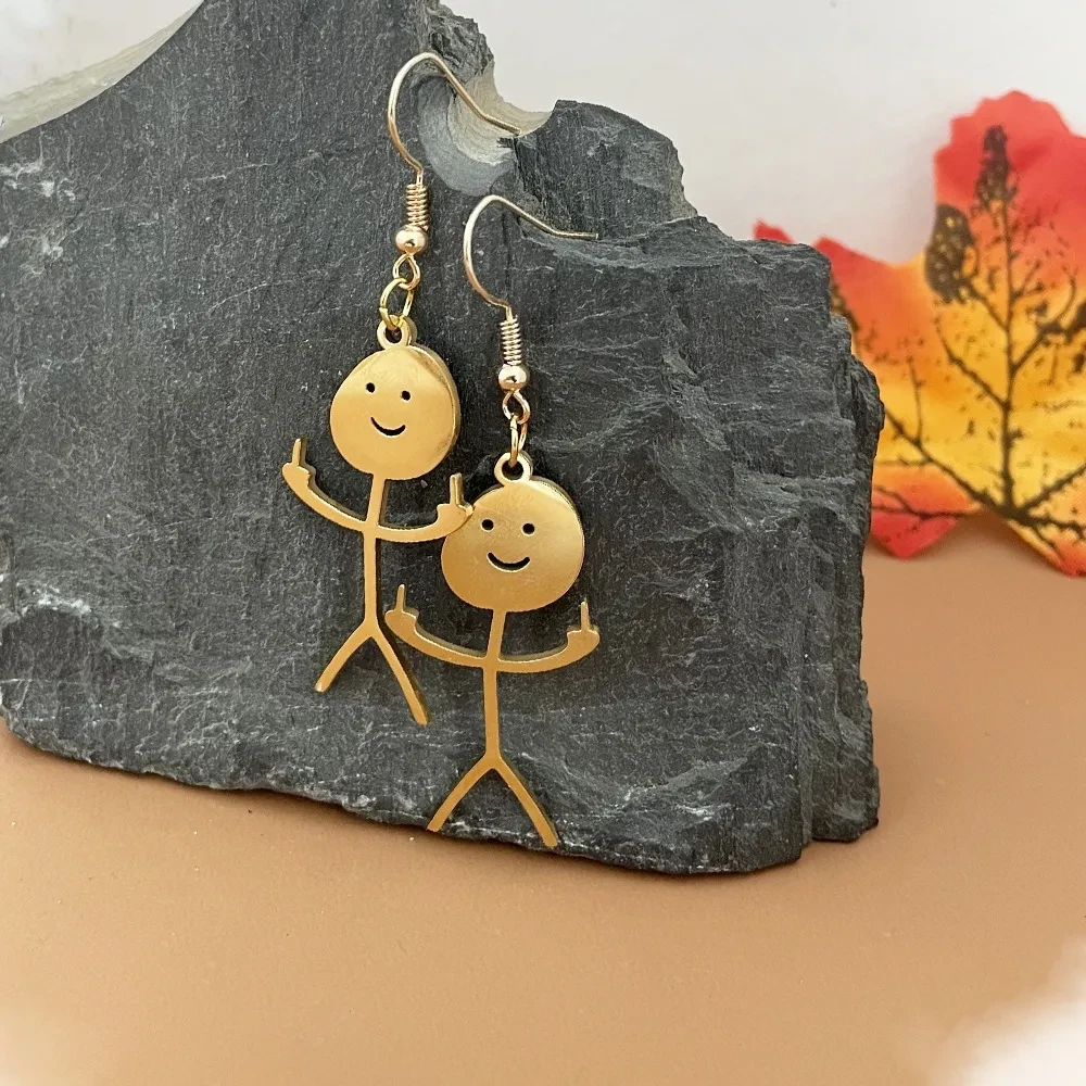Fashion Middle Finger Funny Doodle Earring