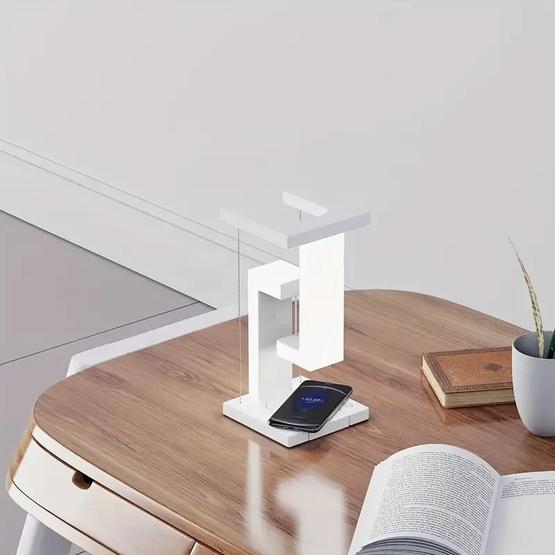 1pc Modern Floating LED Night Light | USB Powered with Wireless Charging | Adjustable Lighting | Touch Control | Space-Themed Design