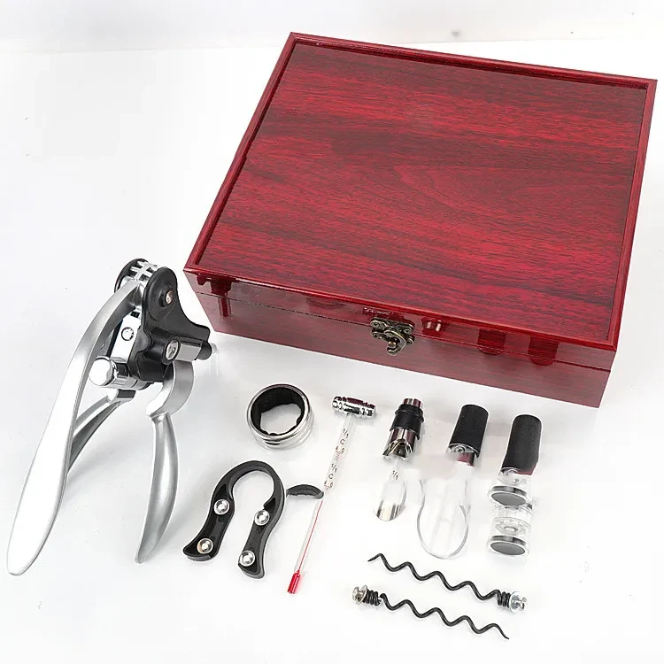 Red Bright Pattern Box Rabbit Head Red Wine Bottle Opener Wine Pourer Wine Set