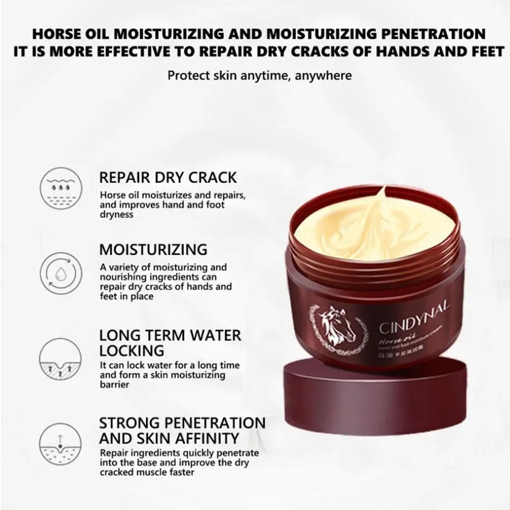 Horse Oil Hand and Foot Salve Cream  Natural Heel Repair Cream for Drying, Cracking, and Moisturizing