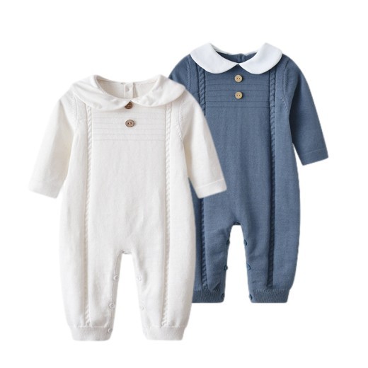 Spring And Autumn Doll Collar Twist Knitted Romper