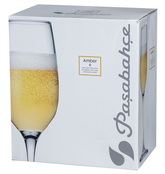 Set 6 Amber Flute 200ml - Pasabahce