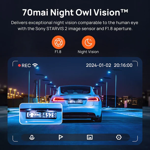 70mai Dash Cam 4K A810 with Sony STARVIS 2 IMX678, 4G LTE & Dual HDR Supported