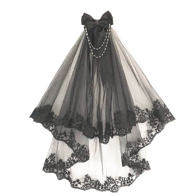 Retro Lace Double Layer Comb Black Veil Hair Accessories