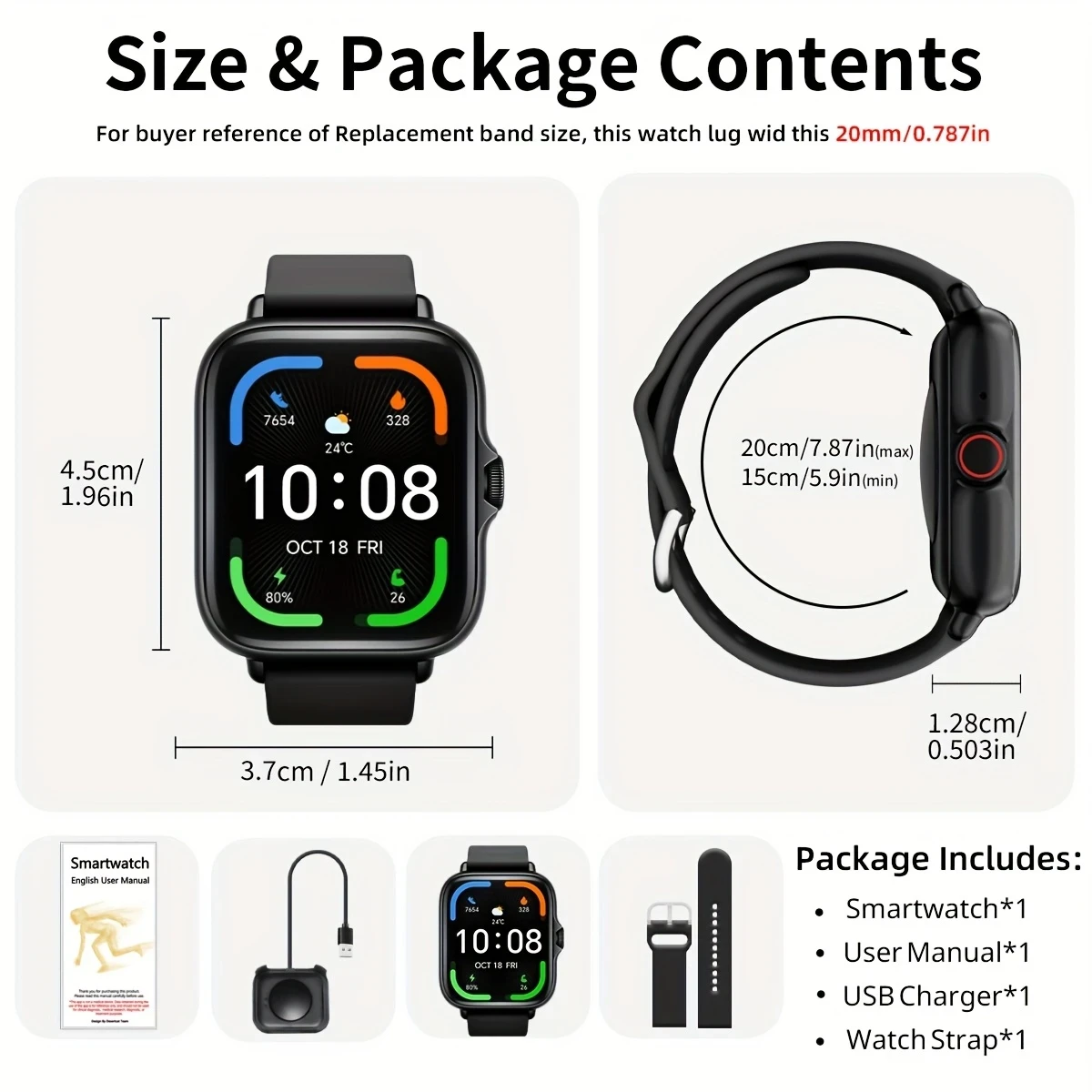 [Full Touch Screen] Sports Smart Watch  1.83'' Full Touch Screen Display, Sleep Monitoring, Pedometer, and Information Alerts, Compatible with iPhone and Android Phones, Ideal Gift for Men and Women