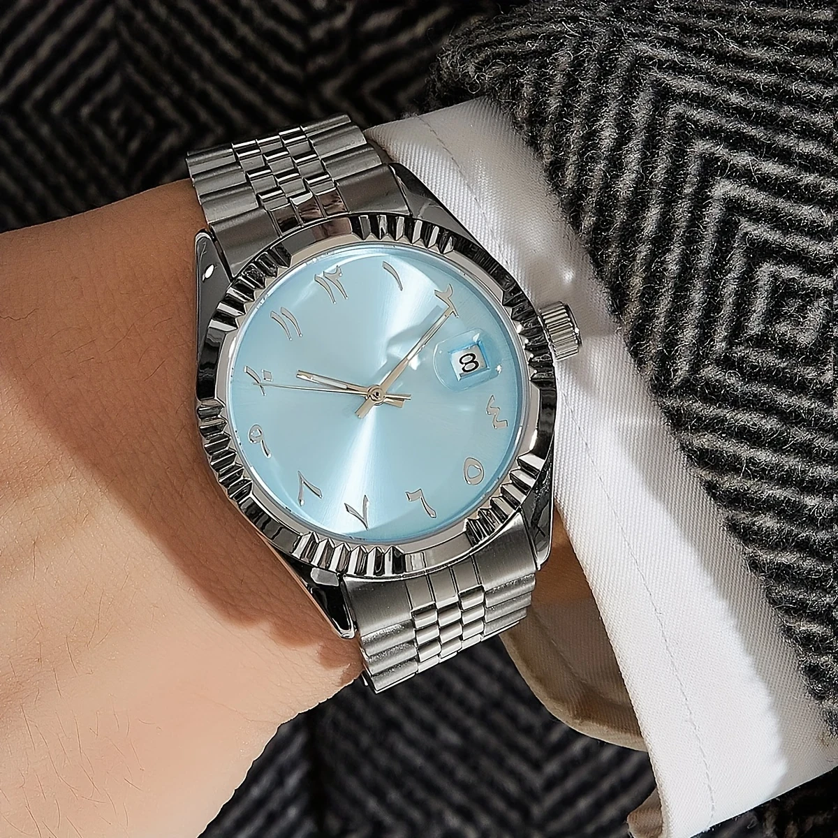 Men's Mechanical Watches With Solid Steel Watchband
