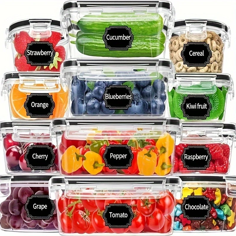 LDQ 12pcs BPA-Free Leak-Proof Food Storage Set  Airtight PP Containers with Snap Lock, Microwave Safe for Fresh Produce, Snacks, and More