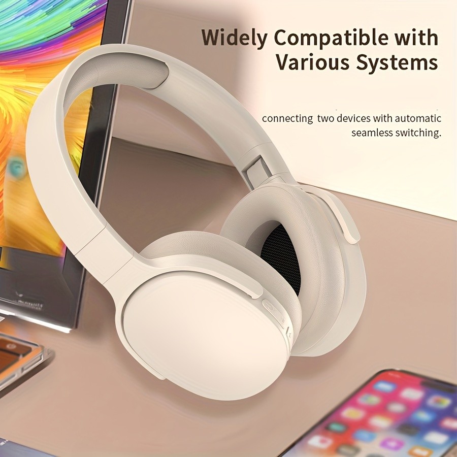 New Wireless Headset Headphone  Stereo Noise Cancelling, Long Battery Life, E-sports Gaming Headset, Foldable Headphones  Perfect Gift for Friends
