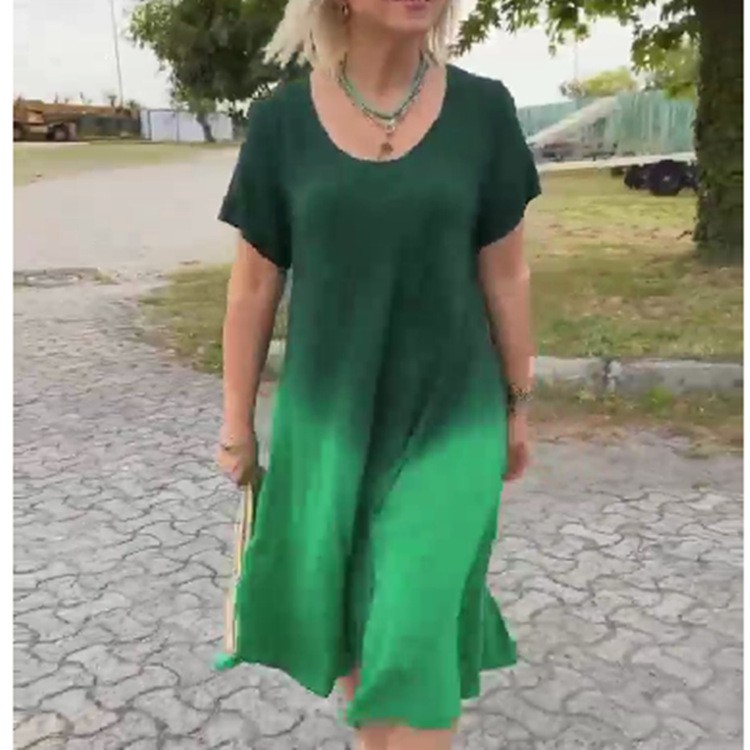 Korean Style Sense Of Design Gradient Mid-length Dress