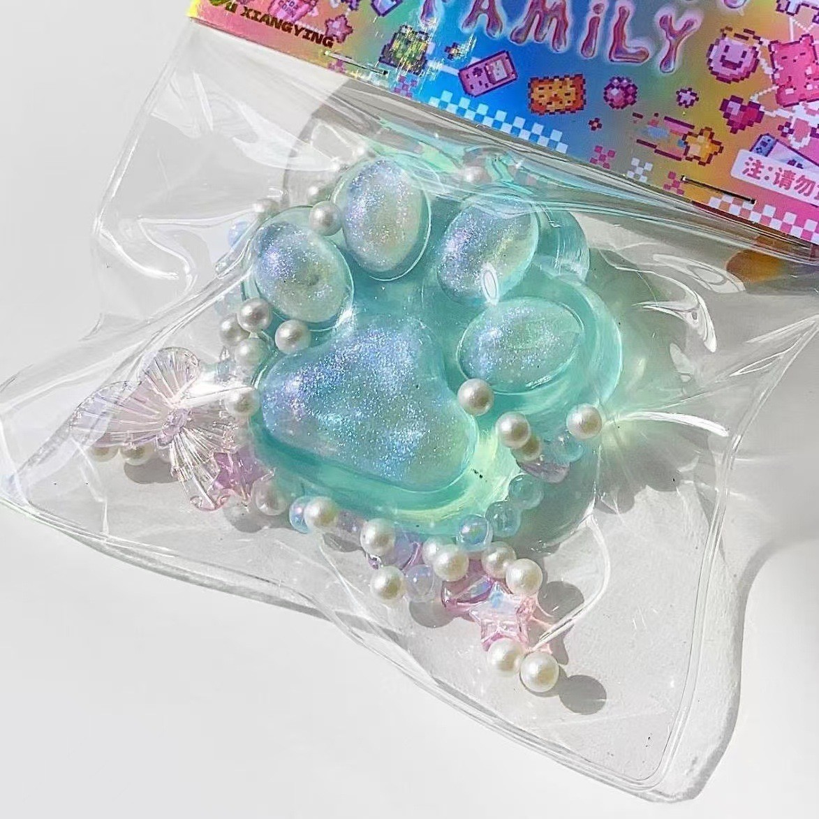 Colorful Transparent Cat's Paw Squeezing Toy Vent Toys