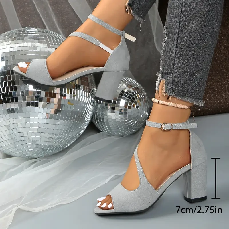 Gray Strappy Heels