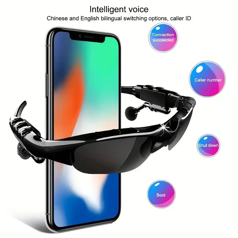 Smart Driving Glasses with Wireless Headphones - Stereo Sound for Music, Calls & Navigation