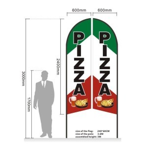 3M SET Pre-print Double Sided Feather Banner Flag Business Commersial Drill Base