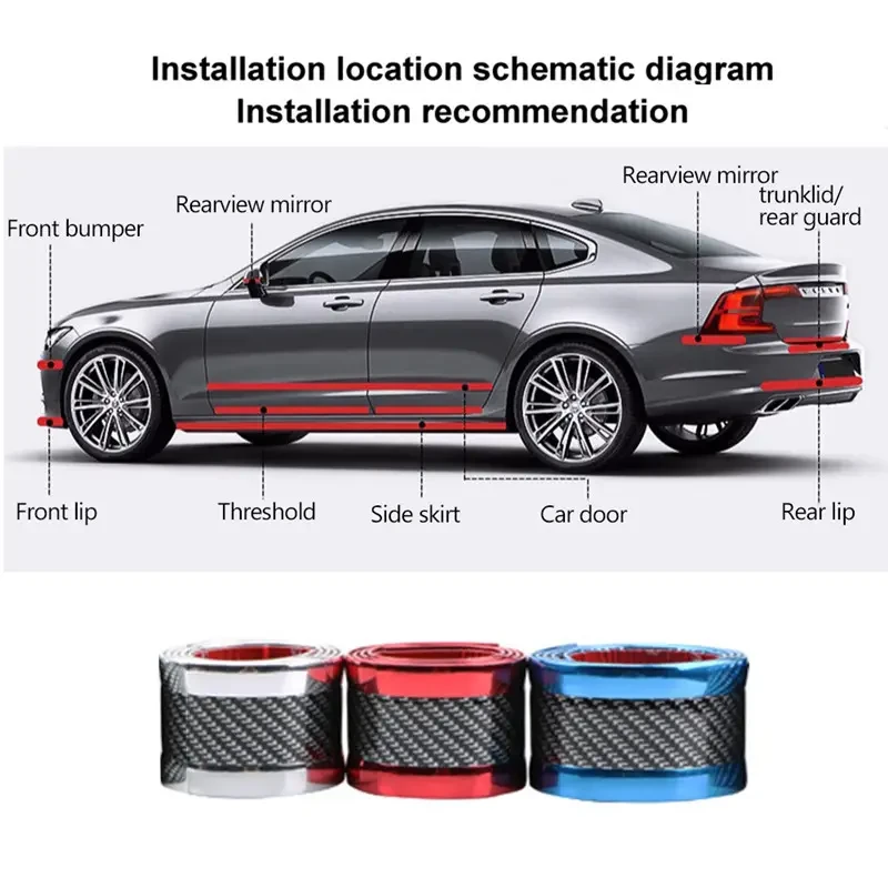 PVC Car Door Sill Protector Tape - Scratch-Resistant Entry Guard Trim (4-Piece Set)