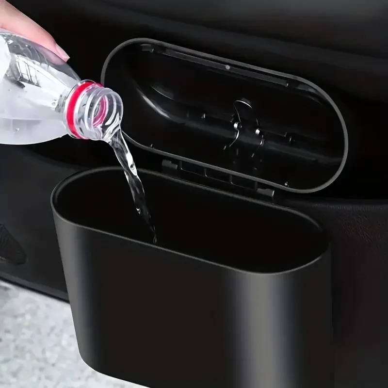 Compact Car Trash Can - Leak-Proof Mini Garbage Bin & Storage Organizer
