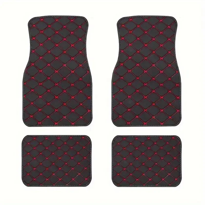 4pcs Premium Leather Car Floor Mats - Universal Fit, Waterproof & Anti-Slip