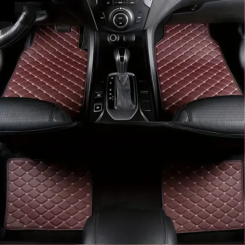 4pcs Premium Leather Car Floor Mats - Universal Fit, Waterproof & Anti-Slip