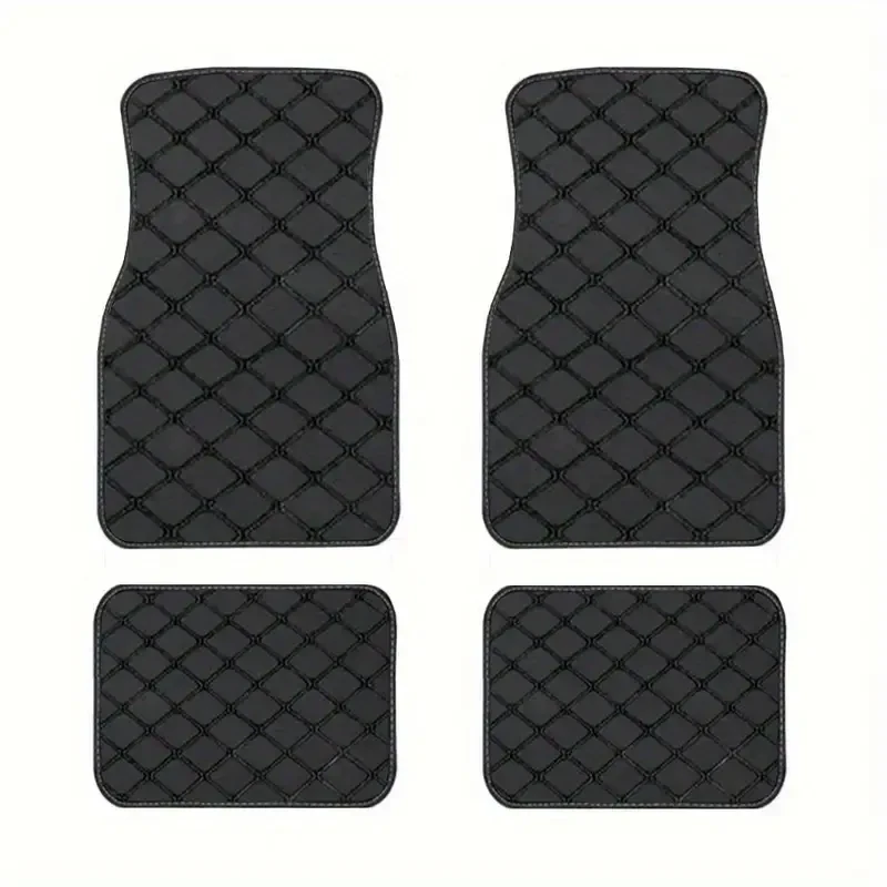 4pcs Premium Leather Car Floor Mats - Universal Fit, Waterproof & Anti-Slip