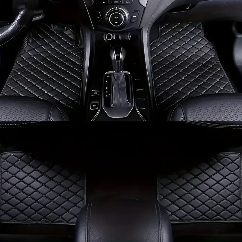 4pcs Premium Leather Car Floor Mats - Universal Fit, Waterproof & Anti-Slip