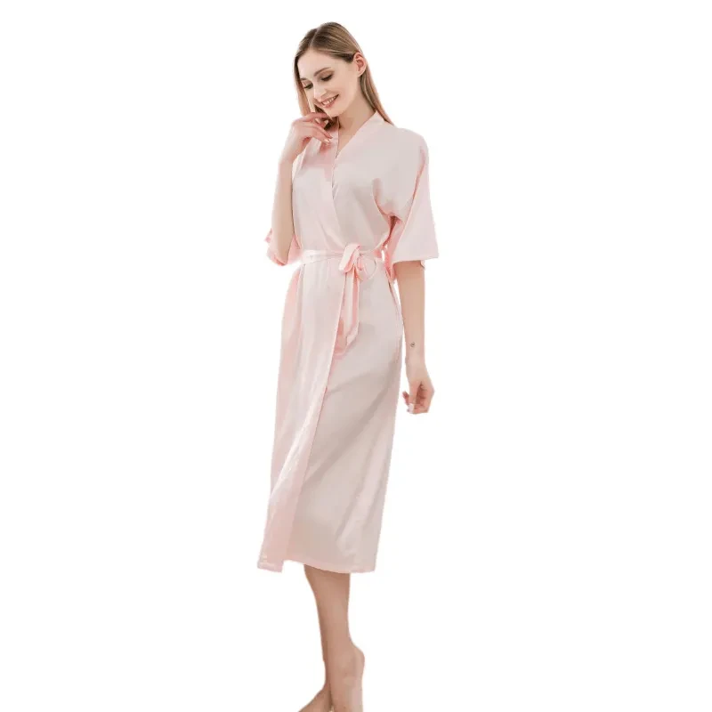 Long Satin Kimono Robe