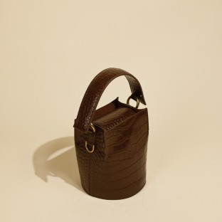 Genuine Leather Cowhide Messenger Bucket Bag Exquisite Hand Bag