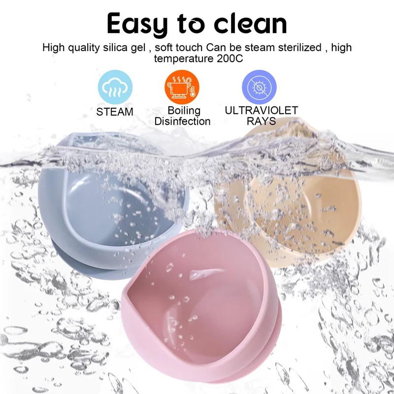 2PC Silicone Sucker Bowl Feeding Tableware