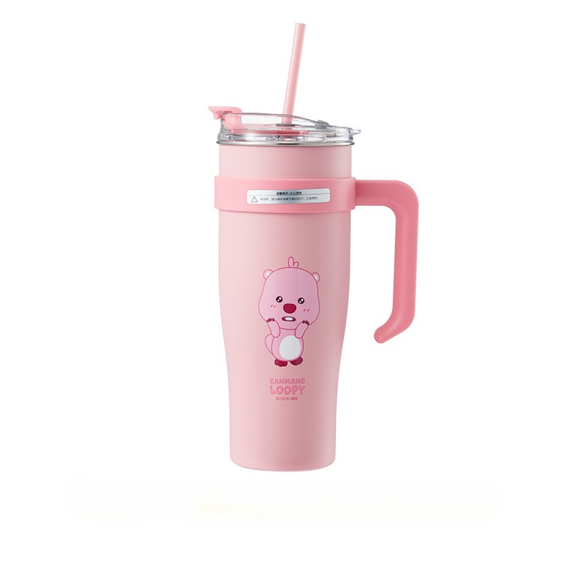 MINISO Loopy Series Jumbo Large Capacity Straw Cup – Cute Cug for Girls, Stainless Steel High Color Value, 1.6L Capacity