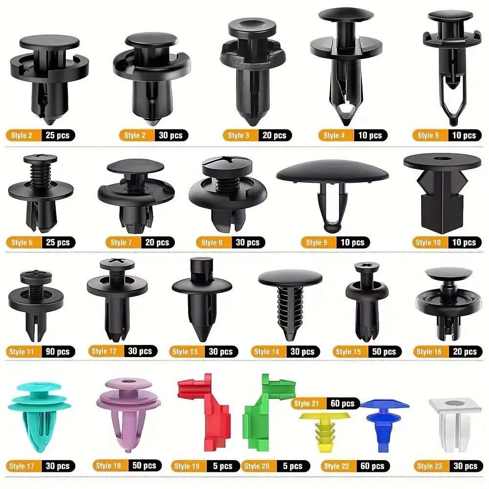 725pcs Auto Fastener Clips Kit  Car Body Push Retainer Pin Rivet Bumper Door Trim Panel Retainer Fasteners with Auto Removal Tool