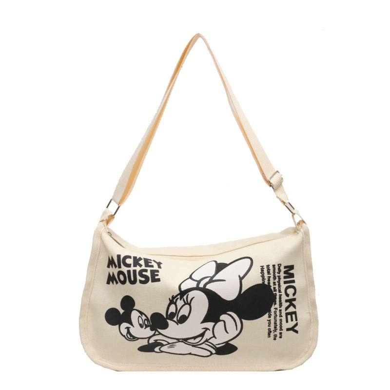 MINISO Snoopy Cartoon Cute Print Canvas Bag – Large Capacity One Shoulder Dumpling Bag, Women's Crossbody Bag