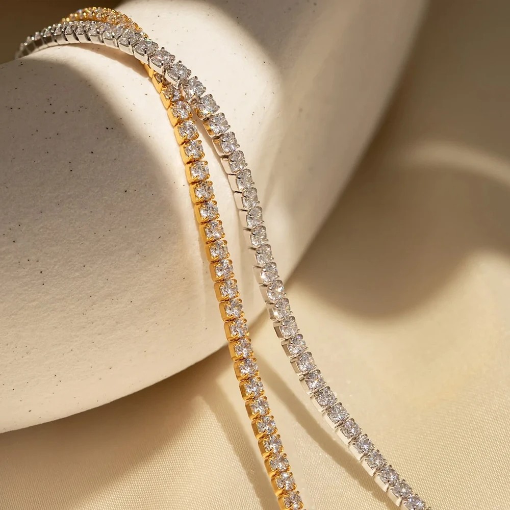 eManco Stainless Steel Women's Zirconia Tennis Bracelet
